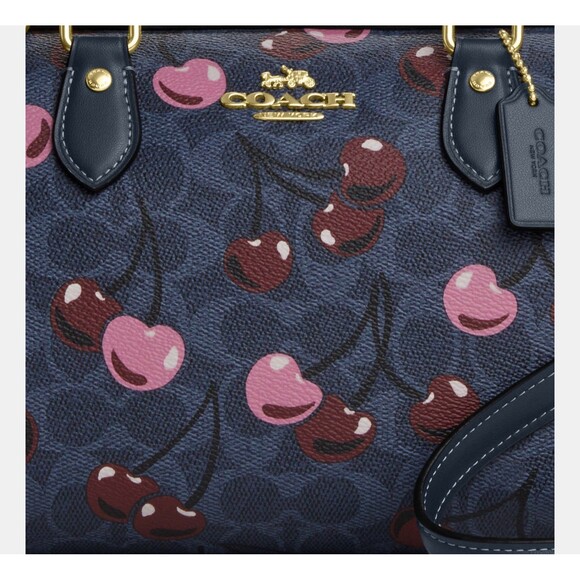 Coach Rowan Satchel Bag In Signature Canvas With Cherry Print CY692 - Picture 10 of 15